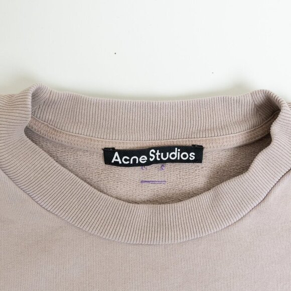 Acne Studios Crewneck Sweatshirt Unisex Beige Face Logo Patch - Picture 6 of 12